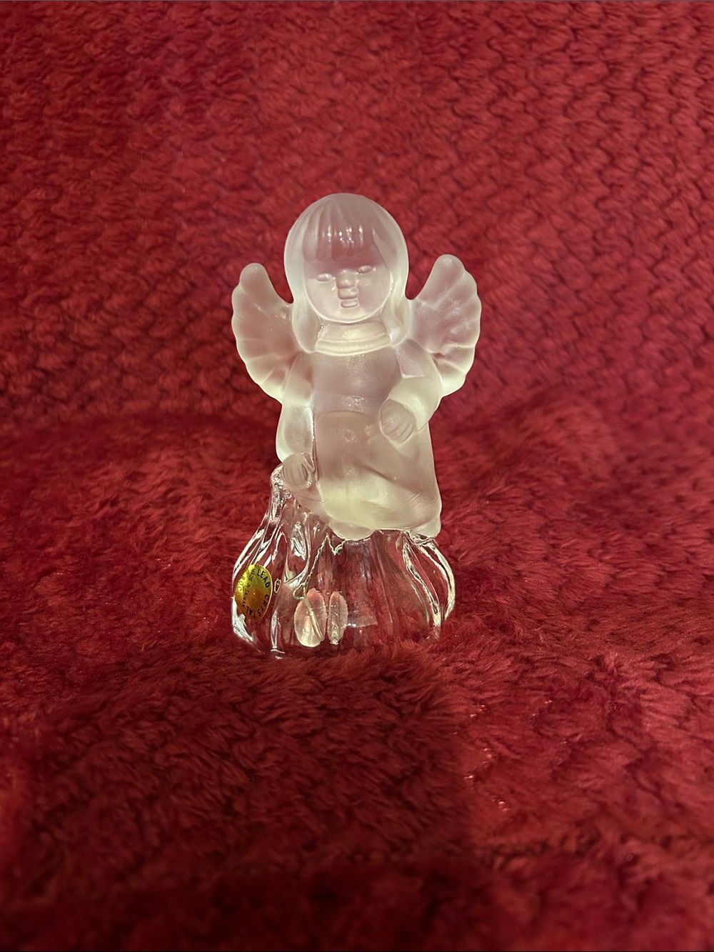 Frosted Glass Angel Figurine - White/Clear